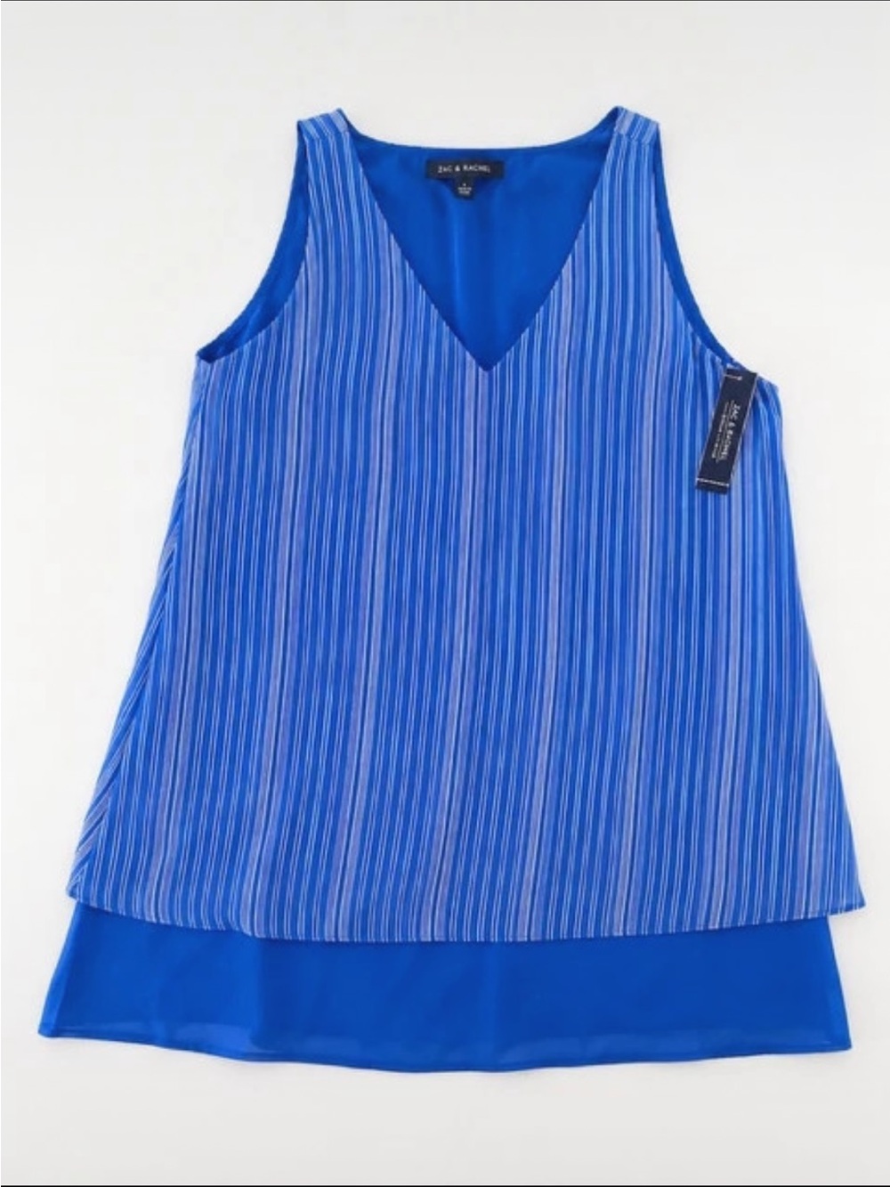 Rachel Blue Striped V-Neck Layered Tank Top
